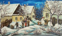 Farsangológ (olejomaľba na plátne, 30x50 cm)